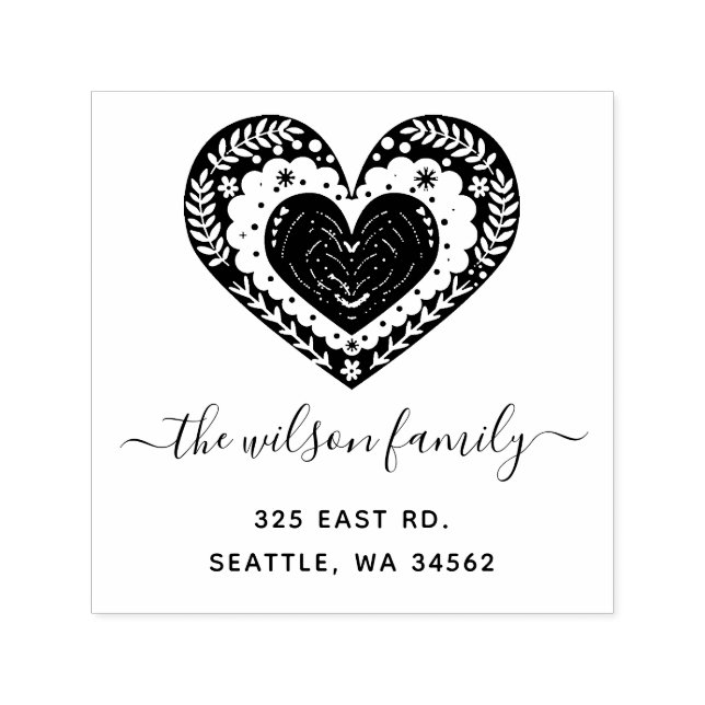 Carimbo Auto Entintado Coração Escandinavo Coração Custa Endereço de Devo (Design)