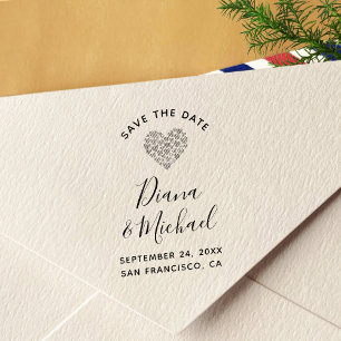 Carimbo Auto Entintado Corações Adoráveis SALVAM A Caligrafia DE DATA