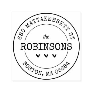 Carimbo Auto Entintado Corações de Endereços Personalizados