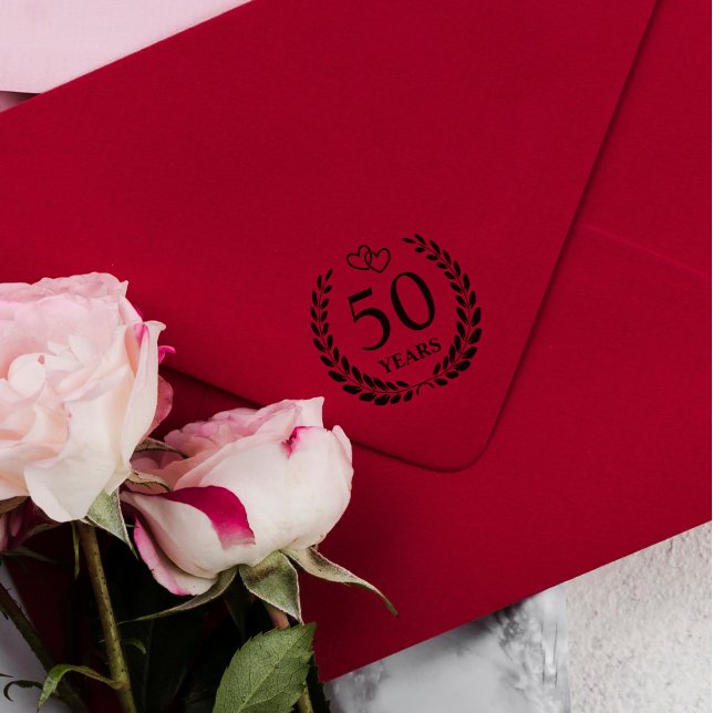 Carimbo Auto Entintado Corações Interbloqueados Coroa 50º Aniversário de  (Criador carregado)