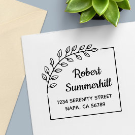Carimbo Auto Entintado Corner Branch Wreath Return Address