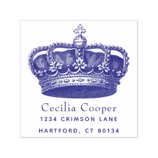 Carimbo Auto Entintado Coroa Elegante Design Personalizado Logotipo ou En