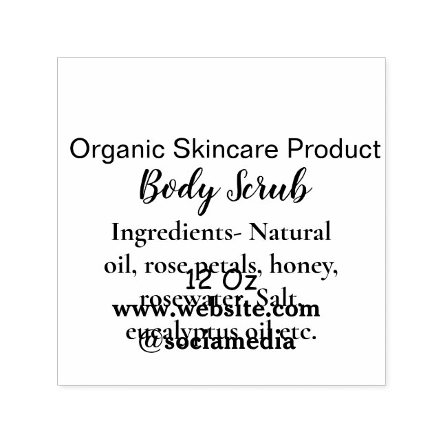 Carimbo Auto Entintado Corpo natural verde orgânico esfregar manteiga adi (Design)