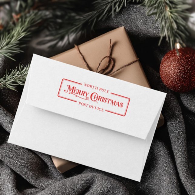 Carimbo Auto Entintado Correio de Natal Vermelho Alegre (Red Merry Christmas Post Office Self-inking Stamp)