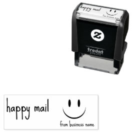 Carimbo Auto Entintado Correio Feliz da Nome da Empresa Face Sorriso