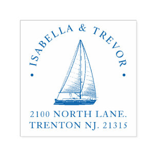 Carimbo Auto Entintado Costume náutico do casamento do tema