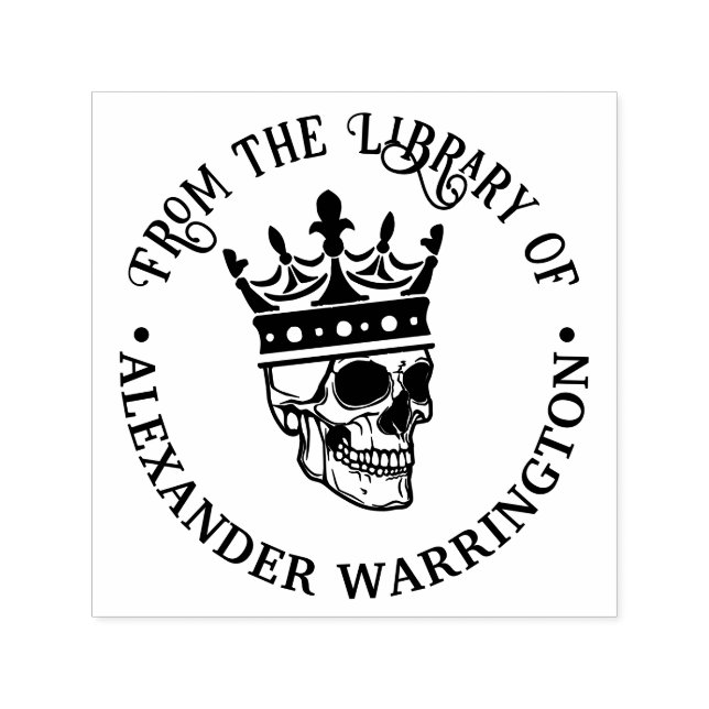 Carimbo Auto Entintado Crânio Gótico nº 3 do livro de bibliotecas redonda (Design)