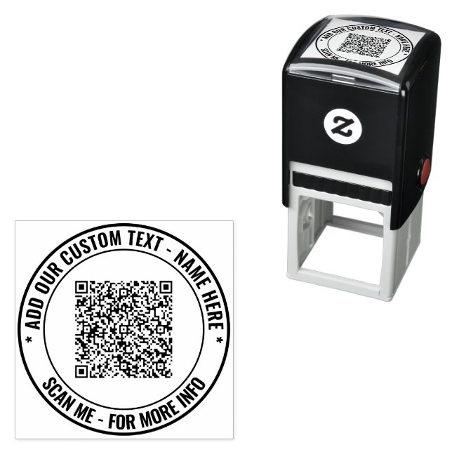 Carimbo Auto Entintado Create Your Own QR Code Round Stamp Template (In Situ)