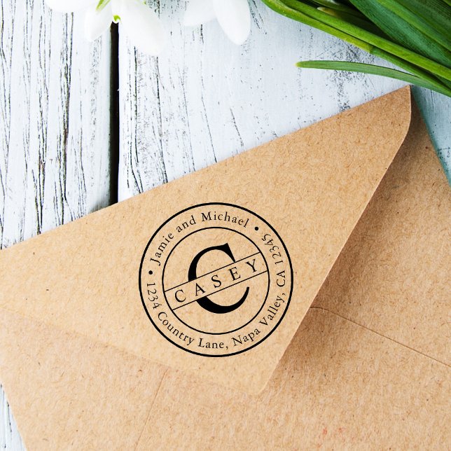 Carimbo Auto Entintado Crie seu próprio endereço de devolução do monogram (Criador carregado)