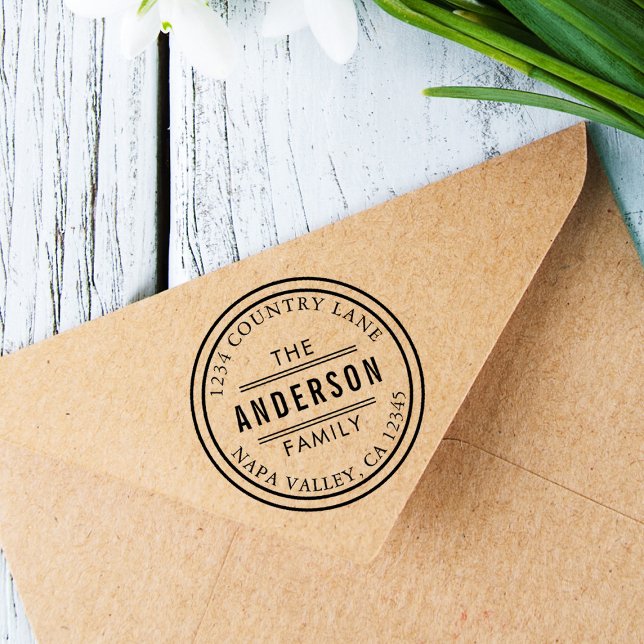 Carimbo Auto Entintado Crie seu próprio endereço de devolução em círculo (Criador carregado)