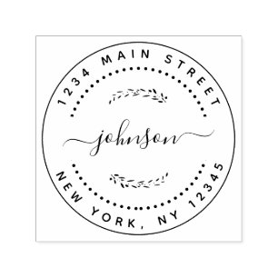 Carimbo Auto Entintado Crie seu próprio endereço de retorno redondo moder