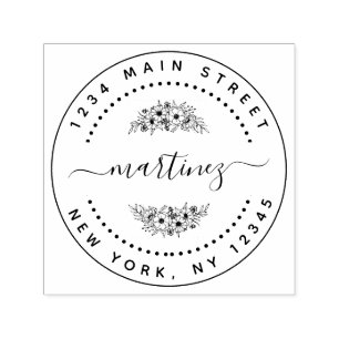 Carimbo Auto Entintado Crie seu próprio endereço de retorno redondo moder