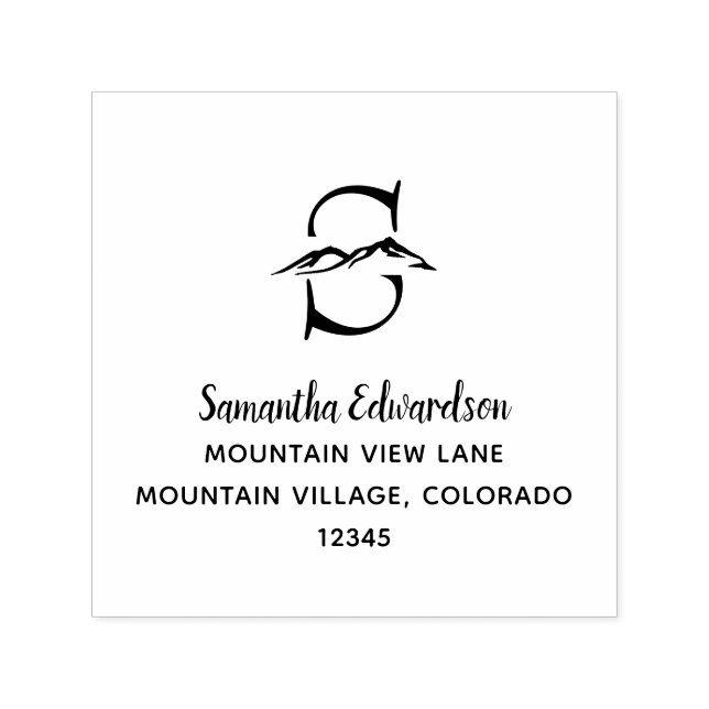 Carimbo Auto Entintado Crie seu próprio endereço monograma de volta de mo (Design)