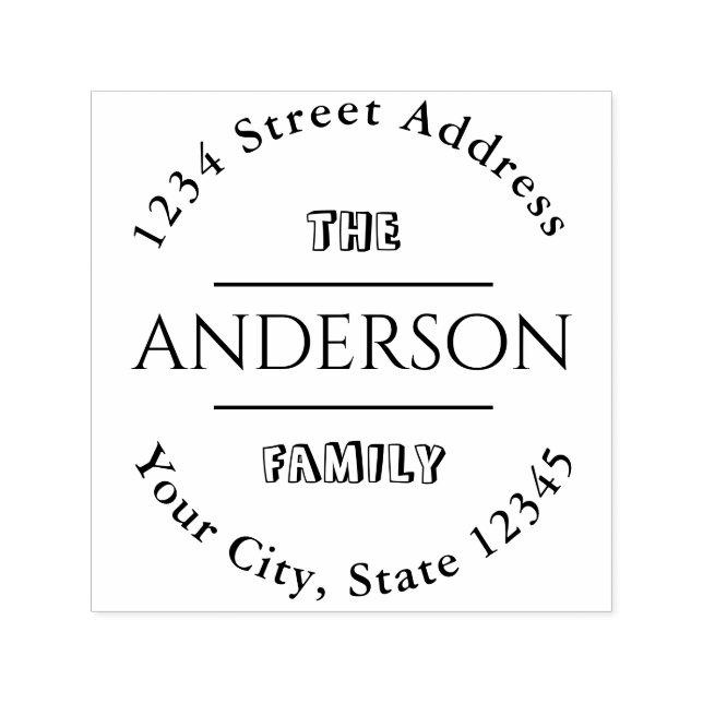 Carimbo Auto Entintado Crie seu próprio nome de família Roda Endereço de  (Design)