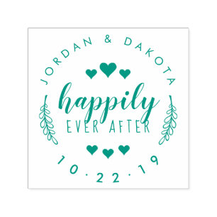 Carimbo Auto Entintado Crie seu próprio Recem casados "Feliz Nunca Depois