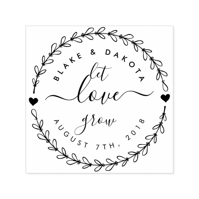 Carimbo Auto Entintado Crie Sua Própria Data De Casamento "Deixe O Amor C (Design)