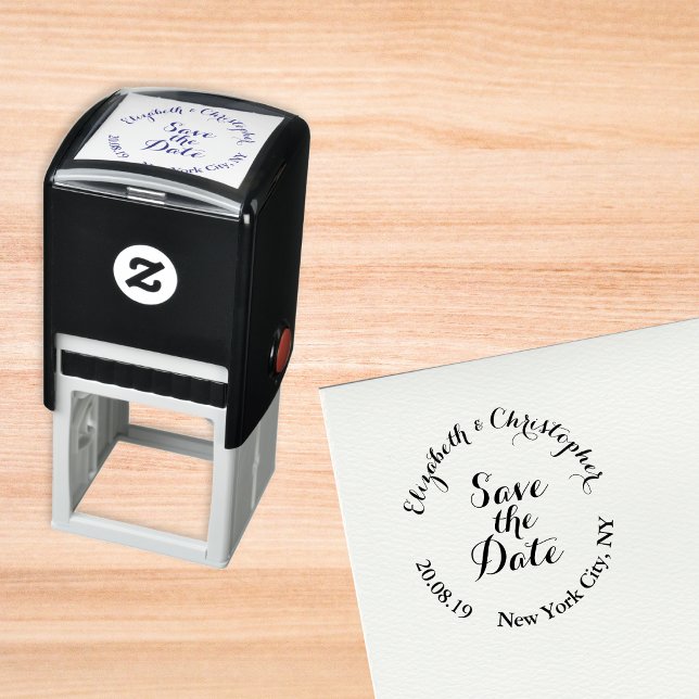 Carimbo Auto Entintado Crie um Convite de Noivado com Letra Elegante Pers (Create Custom Elegant Script Wedding Save the Date Self-inking Stamp)