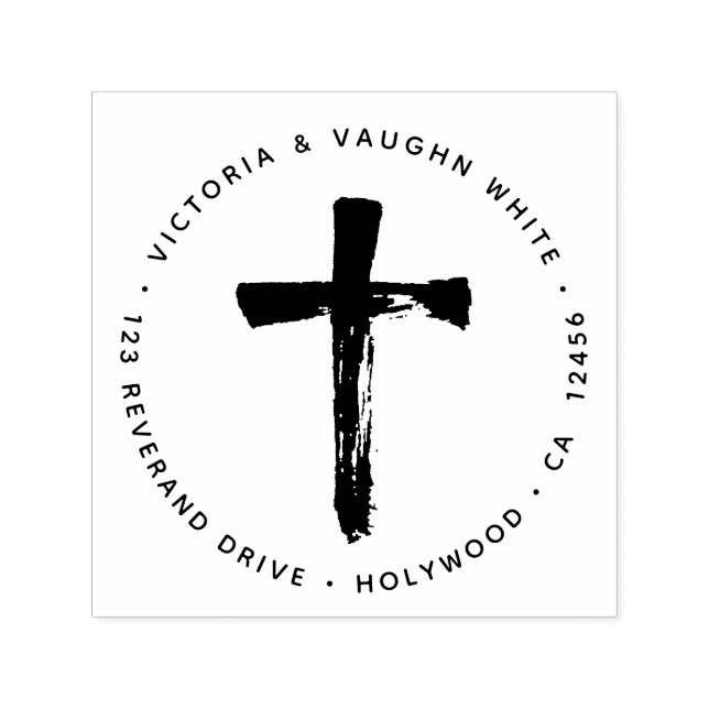 Carimbo Auto Entintado Cruz Cristã Endereço de Devolução Religião Religio (Design)