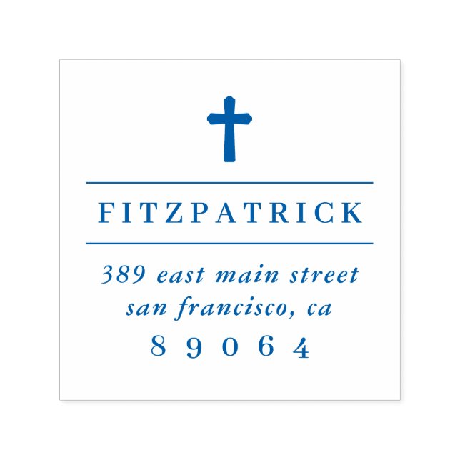 Carimbo Auto Entintado Cruz Cristã | Nome da família Endereço de devoluçã (Design)