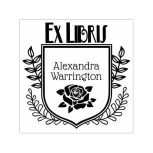 Carimbo Auto Entintado Cumee Botânico Rosa Ex Libris Nome do Livro
