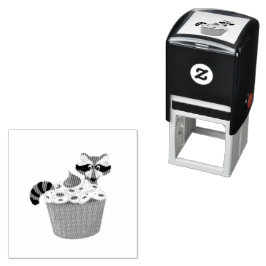 Carimbo Auto Entintado Cupcake de chip de chocolate e guaxinim