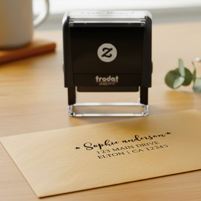 Carimbo Auto Entintado Custom Address Rubber Stamp. Modern Self Addressed (personalized family address stamp)