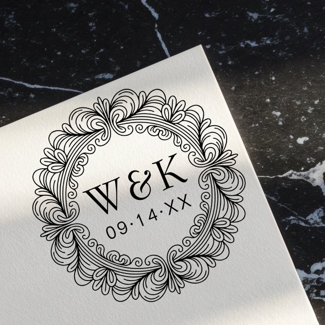 Carimbo Auto Entintado Custom Couple's Initials Wedding or Save the Date (Criador carregado)