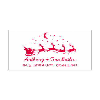 Carimbo Auto Entintado Custom Santa Sleigh & Reindeers Holiday