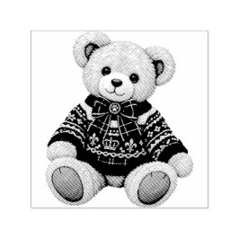 Carimbo Auto Entintado Cute Christmas Teddy Bear in Sweater and Bow
