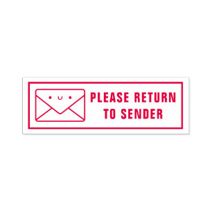 Carimbo Auto Entintado Cute Envelope Doodle Por Favor Devolver ao Remeten