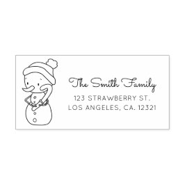 Carimbo Auto Entintado Cute Snowman Candy Cane Return Address