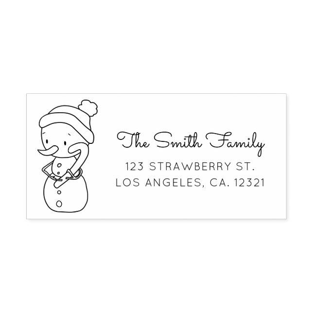 Carimbo Auto Entintado Cute Snowman Candy Cane Return Address (Design)