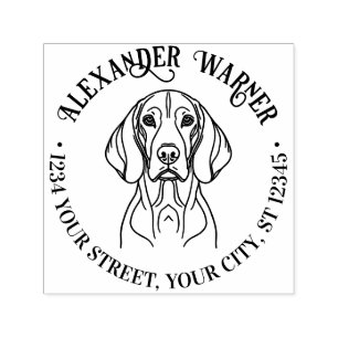Carimbo Auto Entintado Cute Vizsla Dog Head Name Endereço de retorno