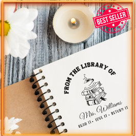 Carimbo Auto Entintado Da Biblioteca De | Caneca de Café Livro Vintage