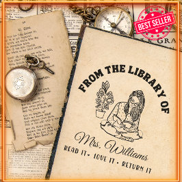 Carimbo Auto Entintado Da Biblioteca De | Leitura do Livro de Vintagens p