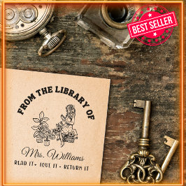 Carimbo Auto Entintado Da Biblioteca De | Livro de Vintagens para Garotas