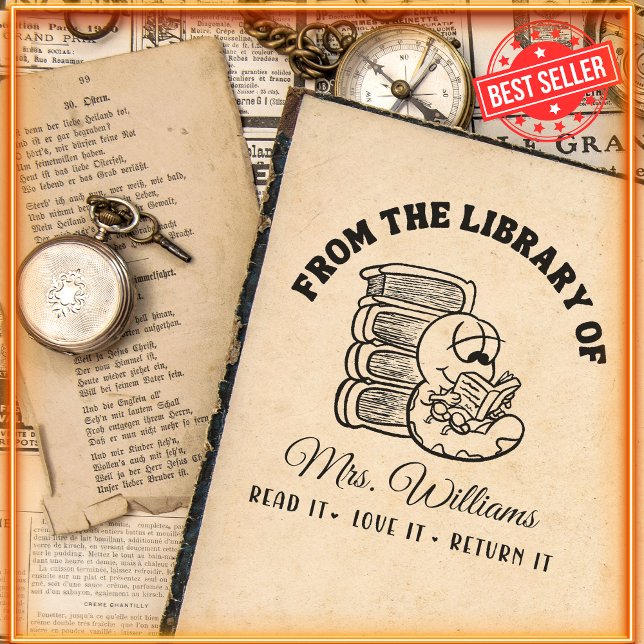 Carimbo Auto Entintado Da Biblioteca De | Professora Engraçada De Palavra (Criador carregado)