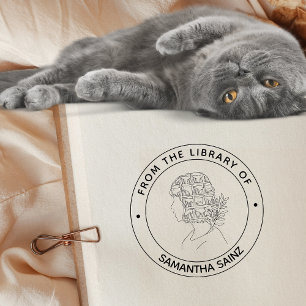 Carimbo Auto Entintado Da Biblioteca do Livro da Rapariga do Livro