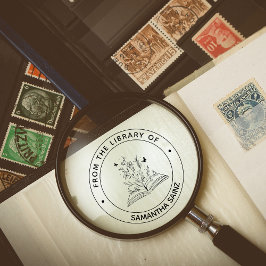 Carimbo Auto Entintado Da Biblioteca do Livro da Rapariga do Livro