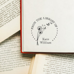Carimbo Auto Entintado Dandelion floral Book Da biblioteca do selo