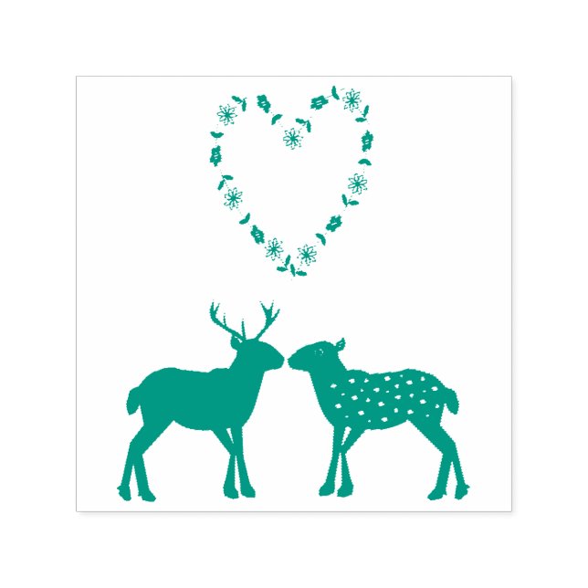 Carimbo Auto Entintado Deer Casal e Daisy Heart (Design)