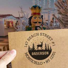 Carimbo Auto Entintado Deer no Woods Winter Holiday Address