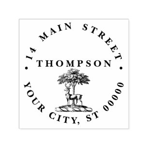 Carimbo Auto Entintado Deer Stag por Tree Heraldic Crest Emblem