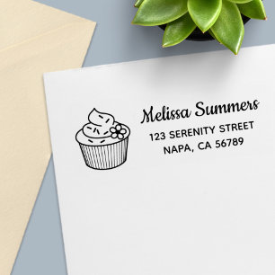 Carimbo Auto Entintado Delicioso Cupcake com Endereço de Cobertura