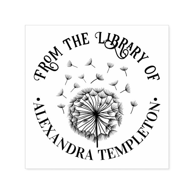 Carimbo Auto Entintado Dente-de-leão Simples, Sementes no Vento Nome do L (Design)