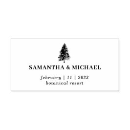 Carimbo Auto Entintado Desenho Da Mão Da Flor Da Floresta De Casamento