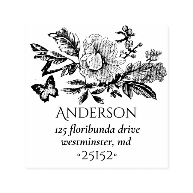 Carimbo Auto Entintado Desenho do Buquê de Toile Francês (Design)