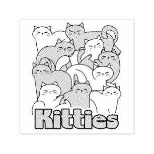Carimbo Auto Entintado Design de Gatinho Chubby - Adorável Arte Gato