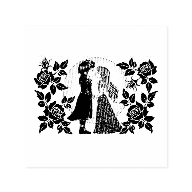 Carimbo Auto Entintado Dia de os namorados Gótico Beijo Gótico (Design)