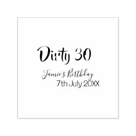 Carimbo Auto Entintado Dirty 30 happy birthday name date pink gray callig